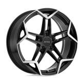 Petrol Wheels - P1A - Black - GLOSS BLACK WITH MACHINED CUT FACE - 19" x 8", 40 Offset, 5x108 (Bolt Pattern), 72.1mm HUB