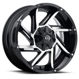 Vision Wheel Off-Road - 422 PROWLER - Black - Gloss Black Machined Face - 17" x 9", 12 Offset, 5x139.7 (Bolt Pattern), 108mm HUB