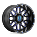 XD Series - XD820 GRENADE - Black - SATIN  BLACK MILLED WITH BLUE CLEAR COAT - 20" x 10", -24 Offset, 8x170 (Bolt Pattern), 125.1mm HUB