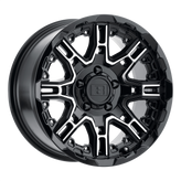 Level 8 - SLINGSHOT - Black - GLOSS BLACK WITH MACHINED FACE - 16" x 8.5", 10 Offset, 6x139.7 (Bolt Pattern), 112.1mm HUB