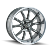 Ridler - 650 - Grey - GREY/POLISHED LIP - 18" x 9.5", 0 Offset, 5x120.65 (Bolt Pattern), 83.8mm HUB