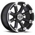 Vision Wheel ATV - 393 LOCKOUT - Black - Matte Black Machined Lip - 12" x 7", 2_5 Offset, 4x110 (Bolt Pattern), 86mm HUB