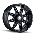 Mayhem - MONSTIR - Black - GLOSS BLACK/MILLED SPOKES - 20" x 9", 0 Offset, 5x139.7, 150 (Bolt Pattern), 110mm HUB