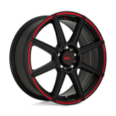 Motegi - MR142 CS8 - Black - SATIN BLACK WITH RED STRIPE - 17" x 7", 40 Offset, 5x100, 114.3 (Bolt Pattern), 72.6mm HUB