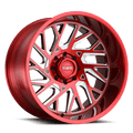 Tuff Wheels - T4B - Candy Red with Milled Spoke - 20" x 12", -45 Offset, 6x139.7 (Bolt Pattern), 112.1mm HUB