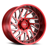 Tuff Wheels - T4B - Candy Red with Milled Spoke - 20" x 12", -45 Offset, 6x139.7 (Bolt Pattern), 112.1mm HUB