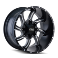 Cali Off-Road - TWISTED - Black - SATIN BLACK/MILLED SPOKES - 20" x 9", 0 Offset, 5x139.7, 150 (Bolt Pattern), 110mm HUB