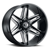 Vision Wheel Off-Road - 363 RAZOR - Black - Gloss Black Milled Spoke - 22" x 12", -51 Offset, 8x165.1 (Bolt Pattern), 125.2mm HUB