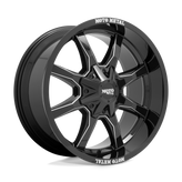 Moto Metal - MO970 - Black - GLOSS BLACK WITH MILLED SPOKE & MOTO METAL ON LIP - 20" x 10", -18 Offset, 8x165.1 (Bolt Pattern), 125.1mm HUB