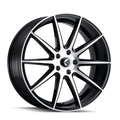 Kraze Wheels - COSMOS - Black - BLACK WITH MACHINED FACE - 17" x 8", 38 Offset, 5x108 (Bolt Pattern), 63.5mm HUB