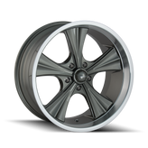 Ridler - 651 - Grey - GREY/MACHINED LIP - 22" x 9.5", 18 Offset, 5x120 (Bolt Pattern), 66.9mm HUB