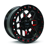 RTX Wheels - Zion - Black - Black Milled Red - 17" x 9", 0 Offset, 6x139.7 (Bolt Pattern), 106.1mm HUB