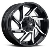 Vision Wheel Off-Road - 422 PROWLER - Black - GLOSS BLACK MACHINED FACE - 20" x 9", 12 Offset, 6x139.7 (Bolt Pattern), 106.2mm HUB