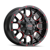 Mayhem - WARRIOR - Black - BLACK WITH PRISM RED - 17" x 9", 18 Offset, 6x135, 139.7 (Bolt Pattern), 106mm HUB