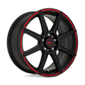 Motegi - MR142 CS8 - Black - SATIN BLACK WITH RED STRIPE - 17" x 7", 40 Offset, 5x112, 114.3 (Bolt Pattern), 72.6mm HUB