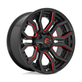 Fuel - D712 RAGE - Black - GLOSS BLACK RED TINTED CLEAR - 24" x 12", -44 Offset, 8x180 (Bolt Pattern), 124.2mm HUB