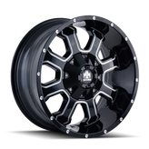 Mayhem - FIERCE - Black - GLOSS BLACK/MILLED SPOKES - 17" x 9", 18 Offset, 5x127, 139.7 (Bolt Pattern), 87mm HUB