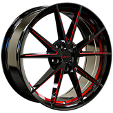 Envy Wheels - EV-10 - Black - GLOSS BLACK / RED UNDERCUT / RED SIDE MILL - 17" x 7.5", 40 Offset, 5x112 (Bolt Pattern), 66.6mm HUB