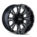 Cali Off-Road - AMERICANA - Black - SATIN BLACK/MILLED SPOKES - 20" x 9", 18 Offset, 5x139.7, 150 (Bolt Pattern), 110mm HUB