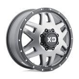 XD Series - XD130 MACHETE DUALLY - Grey - Matte Gray Black Ring - 17" x 6.5", -140 Offset, 8x165.1 (Bolt Pattern), 125.1mm HUB