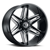 Vision Wheel Off-Road - 363 RAZOR - Black - Gloss Black Milled Spoke - 20" x 12", -51 Offset, 8x165.1 (Bolt Pattern), 125.2mm HUB