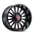 Cali Off-Road - SUMMIT - Black - GLOSS BLACK/RED MILLED SPOKES - 22" x 12", -51 Offset, 8x170 (Bolt Pattern), 125.2mm HUB