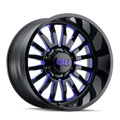 Cali Off-Road - SUMMIT - Black - GLOSS BLACK/BLUE MILLED SPOKES - 20" x 12", -51 Offset, 8x170 (Bolt Pattern), 125.2mm HUB