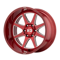 XD Series - XD844 PIKE - BRUSHED RED WITH MILLED ACCENT - 20" x 9", 18 Offset, 8x180 (Bolt Pattern), 124.2mm HUB