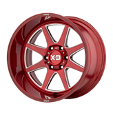 XD Series - XD844 PIKE - BRUSHED RED WITH MILLED ACCENT - 20" x 9", 18 Offset, 8x180 (Bolt Pattern), 124.2mm HUB