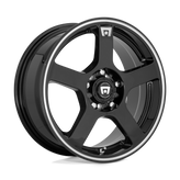 Motegi - MR116 FS5 - Black - GLOSS BLACK MACHINED FLANGE - 15" x 6.5", 40 Offset, 4x100, 114.3 (Bolt Pattern), 72.6mm HUB