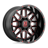 XD Series - XD820 GRENADE - Black - SATIN  BLACK MILLED WITH RED CLEAR COAT - 20" x 9", 18 Offset, 6x135 (Bolt Pattern), 87.1mm HUB