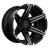 Tuff Wheels - T12 - Black - Satin Black with Milled Spokes And Brushed Inserts - 22" x 12", -45 Offset, 6x139.7 (Bolt Pattern), 108mm HUB