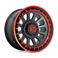XD Series - XD856 OMEGA - Black - SATIN BLACK MACHINED LIP WITH RED TINT - 17" x 9", -12 Offset, 6x135, 139.7 (Bolt Pattern), 106.1mm HUB