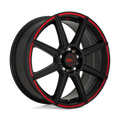 Motegi - MR142 CS8 - Black - SATIN BLACK WITH RED STRIPE - 17" x 7", 40 Offset, 4x100, 114.3 (Bolt Pattern), 72.6mm HUB