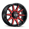 Ion Alloy - 143 - Black - GLOSS BLACK/RED MACHINED - 20" x 9", 18 Offset, 6x135 (Bolt Pattern), 87.1mm HUB