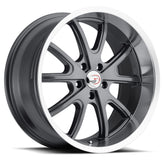 Vision Wheel American Muscle - 143 TORQUE - Gunmetal - Gunmetal Machined Lip - 20" x 9.5", 0 Offset, 5x120.65 (Bolt Pattern), 83mm HUB