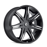 Kraze Wheels - EPIC - Black - BLACK/MILLED - 24" x 9.5", 18 Offset, 5x115, 120 (Bolt Pattern), 74.1mm HUB