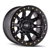 Dirty Life - DT-2 - Black - MATTE BLACK WITH SIMULATED RING - 17" x 9", -12 Offset, 5x127 (Bolt Pattern), 78.1mm HUB