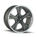 Ridler - 651 - Grey - GREY/MACHINED LIP - 18" x 8", 0 Offset, 5x114.3 (Bolt Pattern), 83.82mm HUB