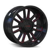 Mayhem - APOLLO - Black - GLOSS BLACK/PRISM RED MILLED - 20" x 10", -19 Offset, 8x170 (Bolt Pattern), 125.2mm HUB