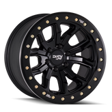 Dirty Life - DT-1 - Black - MATTE BLACK WITH SIMULATED RING - 17" x 9", -12 Offset, 8x165.1 (Bolt Pattern), 130.8mm HUB