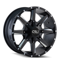 Cali Off-Road - BUSTED - Black - SATIN BLACK/MILLED SPOKES - 22" x 12", -44 Offset, 8x165.1, 170 (Bolt Pattern), 130.8mm HUB