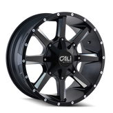 Cali Off-Road - BUSTED - Black - SATIN BLACK/MILLED SPOKES - 22" x 12", -44 Offset, 8x165.1, 170 (Bolt Pattern), 130.8mm HUB