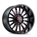 Cali Off-Road - SUMMIT - Black - GLOSS BLACK/RED MILLED SPOKES - 20" x 9", 0 Offset, 8x165.1 (Bolt Pattern), 125.2mm HUB