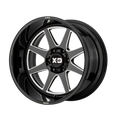 XD Series - XD844 PIKE - Black - GLOSS BLACK MILLED - 22" x 12", -44 Offset, 6x139.7 (Bolt Pattern), 106.1mm HUB