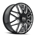 Cali Off-Road - INVADER DUALLY - Black - GLOSS BLACK/MILLED SPOKES - 24" x 8.25", 115 Offset, 8x200 (Bolt Pattern), 142mm HUB