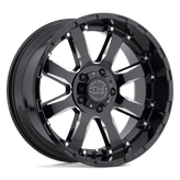 Black Rhino - SIERRA - Black - GLOSS BLACK WITH MILLED SPOKES - 17" x 9", -12 Offset, 6x139.7 (Bolt Pattern), 112.1mm HUB