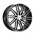 Petrol Wheels - P1C - Black - GLOSS BLACK WITH MACHINED FACE - 17" x 8", 40 Offset, 5x114.3 (Bolt Pattern), 76.1mm HUB