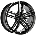 Dai Alloys - Moda - Black - Gloss Black - Machined Face - 16" x 7", 39 Offset, 5x100 (Bolt Pattern), 54.1mm HUB