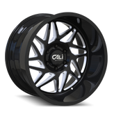 Cali Off-Road - GEMINI - Black - GLOSS BLACK/MILLED SPOKES - 22" x 12", -51 Offset, 6x139.7 (Bolt Pattern), 106mm HUB